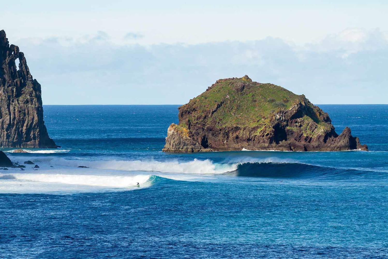 Surf spot in the north coast of madeira island in a sunny day