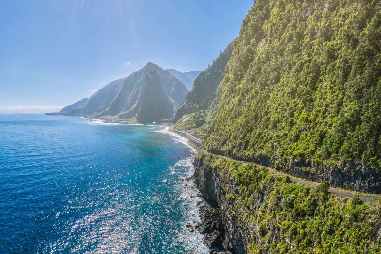 Landscape view of a surf spot in são vicente chosen by a surf guide in madeira